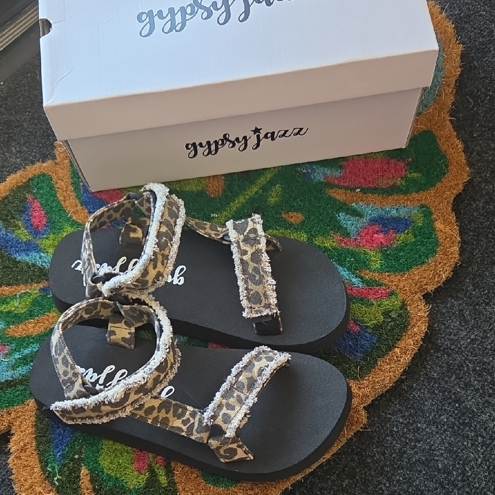 Gypsy Jazz Leopard Strap Sandals